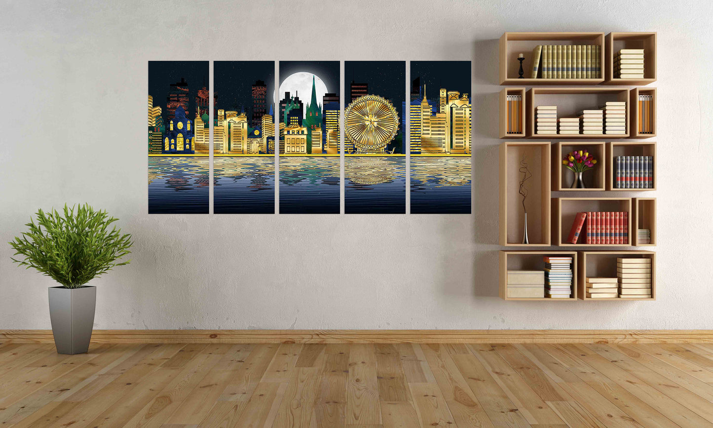 City at night decor Canvas painting Extra large multi panel wall art Picture frames Home wall decor picture Night city Wall collage kit