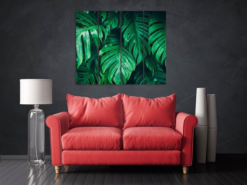 Huge Tropical leaves wall art paintings on canvas Home farmhouse wall decor canvas painting floral canvas wall art