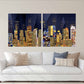 Night city Wall collage kit City at night decor Canvas painting Extra large multi panel wall art Picture frames Home wall decor picture