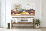 Golden sun Rocks and mountains 3 panel canvas Home wall decor Outdoors mountains wall art Canvas painting