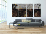 Black and gold abstract wall art Abstract painting Multi panel wall art Housewarming gift Home wall decor 3 panel canvas