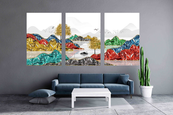 Mountain lake painting original art lake Framed wall art mountains Outdoors mountains Canvas painting Home wall decor Rocks and mountains