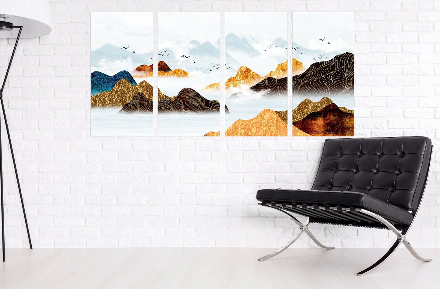 Mountain lake painting original art lake Framed wall art mountains Canvas painting Home wall decor Rocks and mountains 3 piece frame canvas