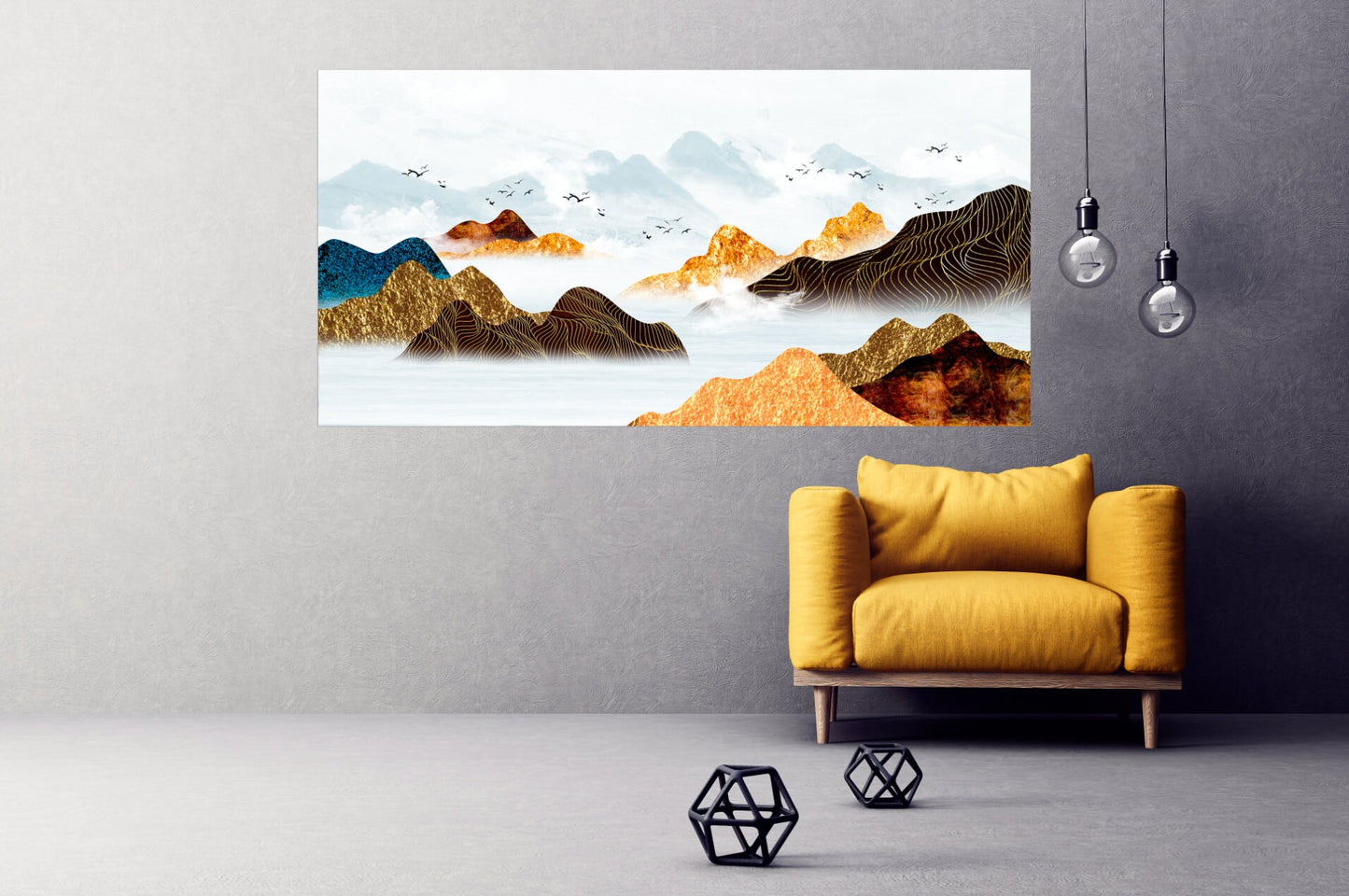 Mountain lake painting original art lake Framed wall art mountains Canvas painting Home wall decor Rocks and mountains 3 piece frame canvas