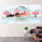 Sakura blossoms Japanese wall art Canvas painting Home wall decor 3 piece frame canvas Rocks and mountains Asian wall art