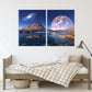 Home wall decor 3 piece frame canvas Outer space decor Space age Space poster Space travel poster Canvas painting Space mountain