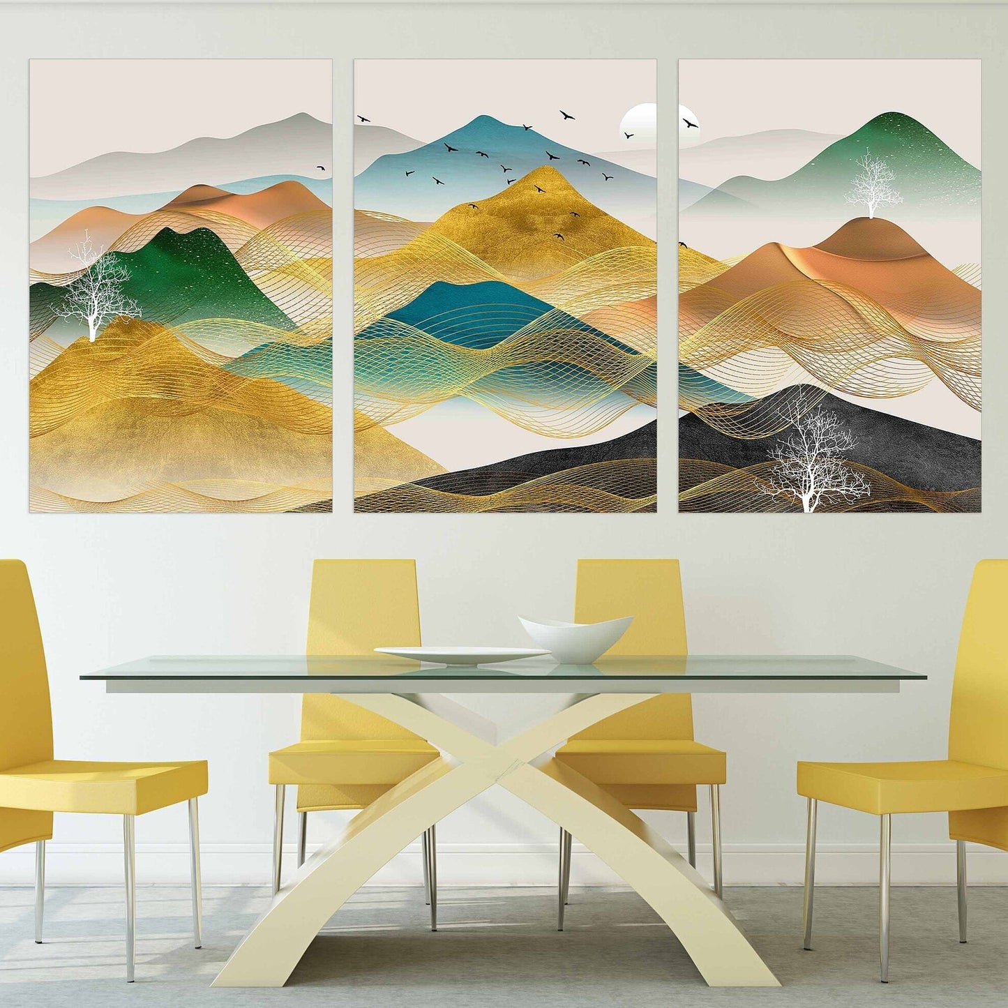 Framed wall art mountains Rocks and mountains Smoky mountains wall art 3 panel canvas Home wall decor Outdoors mountains wall art