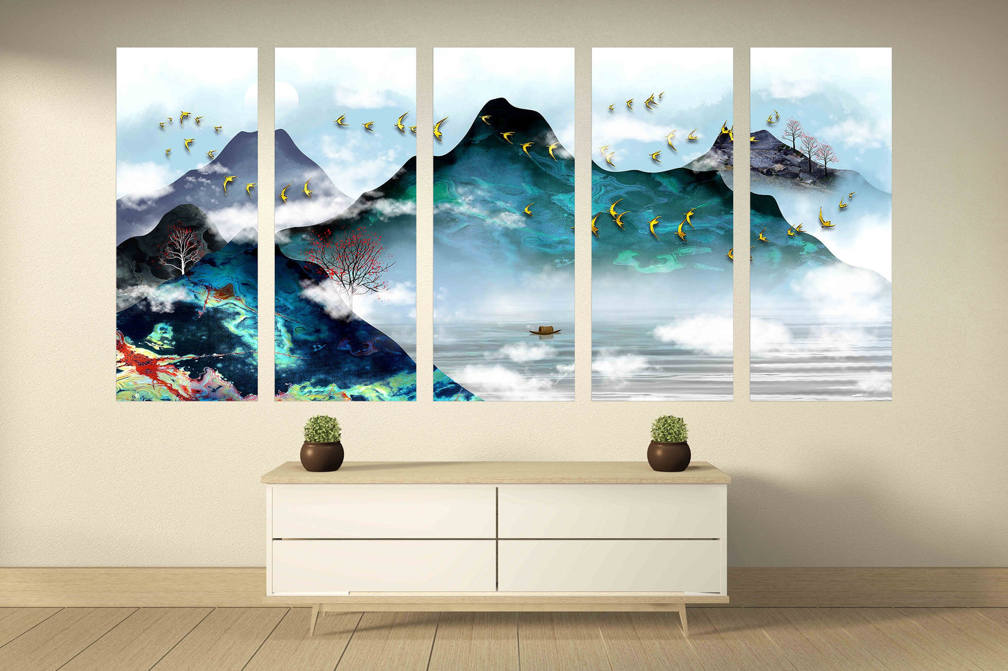 Smoky mountains wall art Blue ridge mountains wall art 3 panel canvas Outdoors mountains Rocks and mountains Canvas painting Home wall decor