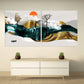 Framed wall art mountains Canvas painting Home wall decor Rocks and mountains 3 piece frame canvas Golden sun Mountains posters