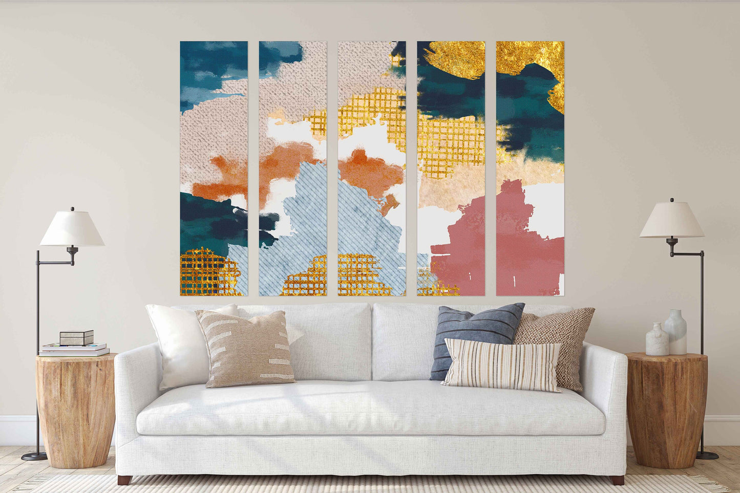 Abstract colorful painting large Modern abstract art Abstract expressionist painting Wall collage kit Abstract wall art Home wall decor