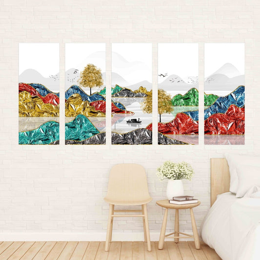 Mountain lake painting original art lake Framed wall art mountains Outdoors mountains Canvas painting Home wall decor Rocks and mountains