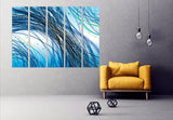 Large abstract painting blue and gold Abstract colorful painting large Expressionist painting 3 piece frame canvas Home wall decor