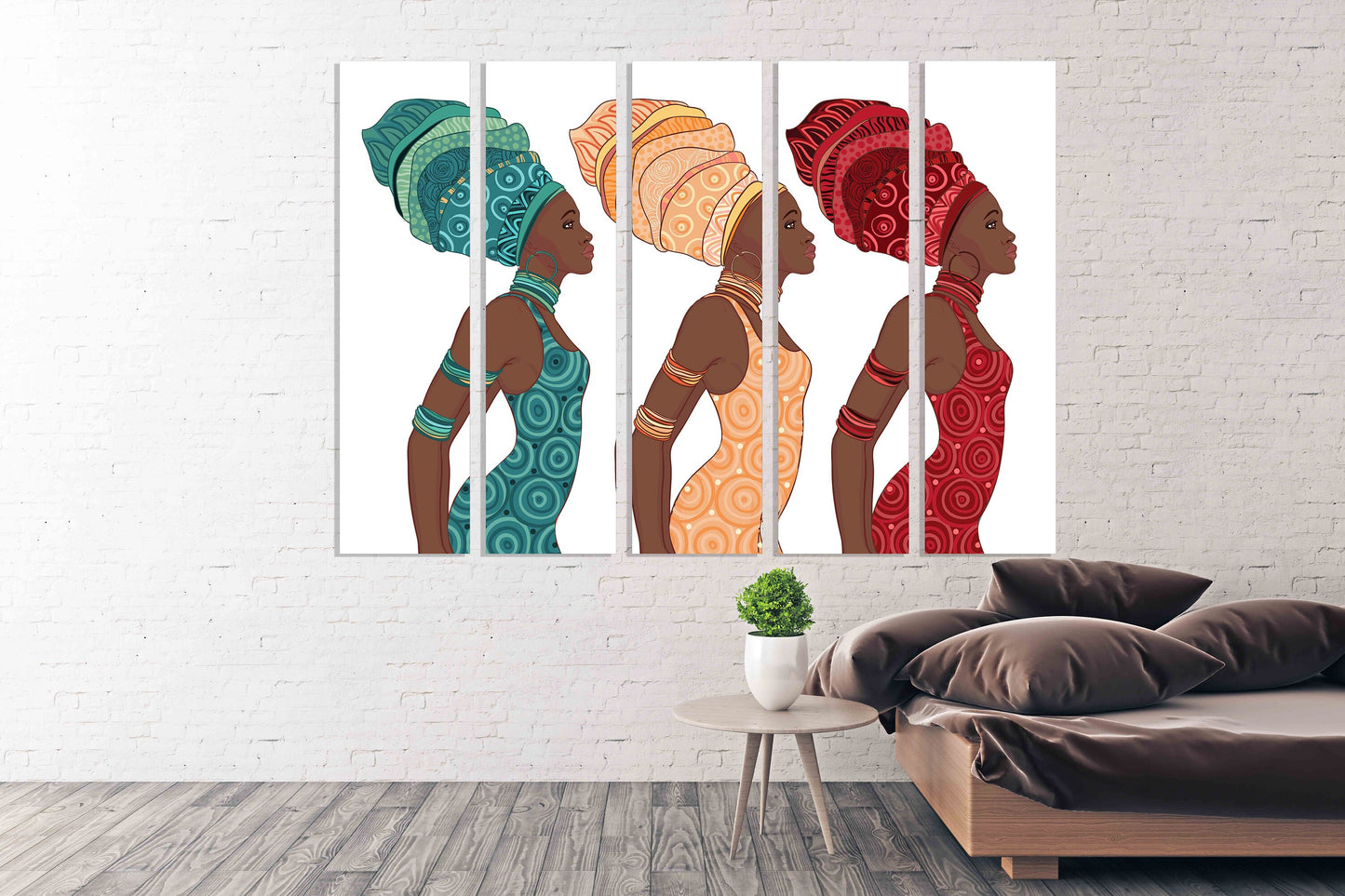 African canvas art African american bright wall art Multi panel extra large canvas art painting Afro woman Trendy wall art