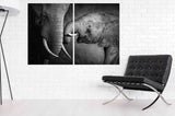 Elephants decor Pair of elephants African canvas art Black and white art Multi panel extra large canvas art painting Home wall decor
