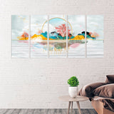 Sakura blossoms Japanese wall art Canvas painting Home wall decor 3 piece frame canvas Rocks and mountains Asian wall art