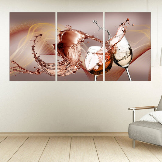 Wine wall art Kitchen wall decor canvas Extra large Multi panel Canvas painting Housewarming gift printable art 3 piece frame canvas