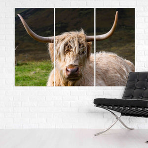 Home wall decor Multi panel extra large canvas art painting Cattle wall art Forest animals figurines Buffalo silhouette Canvas print