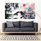 Sakura blossoms Outdoors mountains wall art Home wall decor Rocks and mountains 3 piece frame canvas Life is better at the lake
