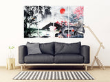 Sakura blossoms Outdoors mountains wall art Home wall decor Rocks and mountains 3 piece frame canvas Life is better at the lake