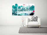 Life is better at the lake Sakura blossoms Outdoors mountains wall art Home wall decor Rocks and mountains 3 piece frame canvas Lake life