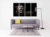 Lion art Jaws of the lion African canvas art Lion's mane Black and white art Multi panel extra large canvas art painting Home wall decor
