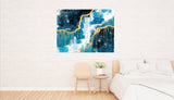 Home wall decor Abstract colorful painting large Expressionist painting 3 piece frame canvas Large abstract painting blue and gold