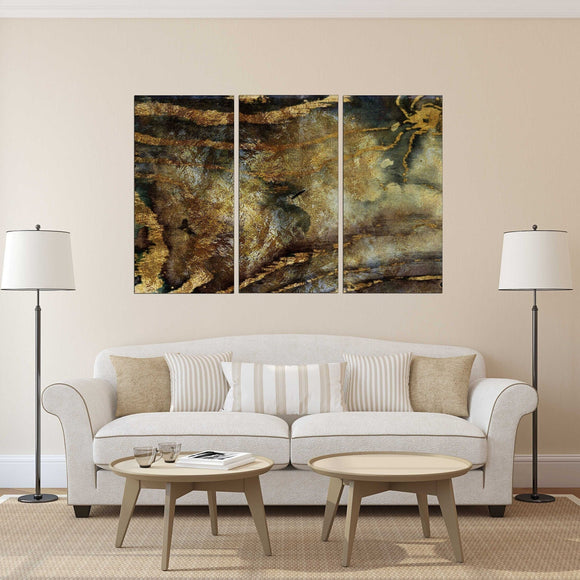 Dark large wall art Abstract framed canvas painting Luxury wall art Trendy room decor Extra large wall art Multi panel wall art