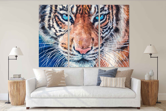 Tiger wall art print Trendy room wall decor framed canvas painting Сontemporary wild animal for bedroom living room kitchen wall art