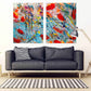 Pour painting Bright wall art Large abstract art Multi panel canvas wall art sets for bedroom Trendy room decor Abstract print