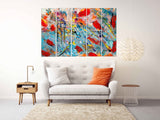 Pour painting Bright wall art Large abstract art Multi panel canvas wall art sets for bedroom Trendy room decor Abstract print