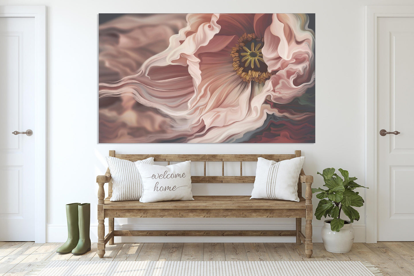 Wall art boho Flowers canvas paintings pastel wall art wall decor boho Multi panel wall art botanical paintings Abstract floral art pink