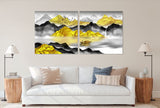 Gray and Gold mountains wall art paintings on canvas, wall pictures mountains, nature wall art, home wall decor, mountain art print