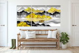 Gray and Gold mountains wall art paintings on canvas, wall pictures mountains, nature wall art, home wall decor, mountain art print