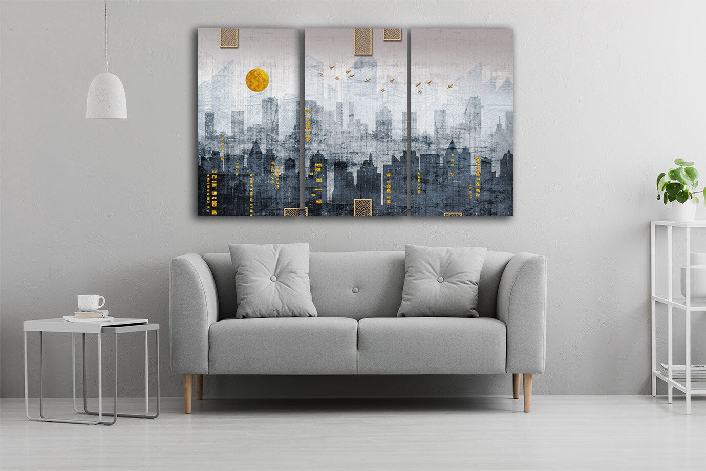 Large modern wall art City poster Architecture canvas art custom home painting bathroom wall decor 3 panel wall art, 4 panel, 5 piece canvas