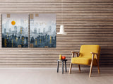 Large modern wall art City poster Architecture canvas art custom home painting bathroom wall decor 3 panel wall art, 4 panel, 5 piece canvas