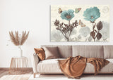 Botanical print canvas set Boho wall art Flowers painting wide Bathroom wall decor housewarming gift