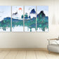 Blue ridge mountains wall art  Calm horizontal art canvas painting Home wall decor Rocks and mountains 3 piece Great smoky mountains posters