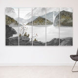 Smoky mountains wall art, Rocks and mountains сanvas painting, bedroom wall decor calm horizontal art
