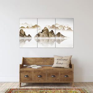 Gold smoky mountains wall art, contemporary wall art painting, wall pictures mountains, nature wall art, mountain art canvas print