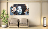 Black afro woman wall art, african american art canvas, black woman print multi panel extra large canvas art painting
