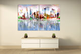 Bright city wall art oil painting canvas print Large wall decor living room modern