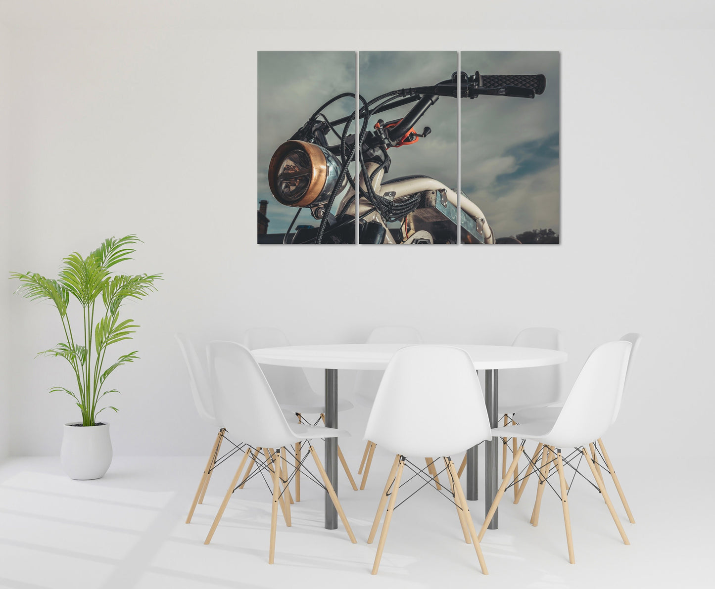 Motorcycle wall art, motorcycle print, retro canvas, gray wall decor, very large canvas paintings, housewarming gift