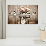 Vintage bicycle canvas prints wall art, bicycle flowers wall art, old bicycle poster, retro canvas, very large canvas paintings