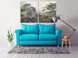 Tropical leaves wall art canvas painting, tropical wall decor, tropical poster, floral canvas wall art, extra large wall art