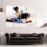 Contemporary african american art Trendy Black Afro woman wall art multi panel extra large canvas art painting