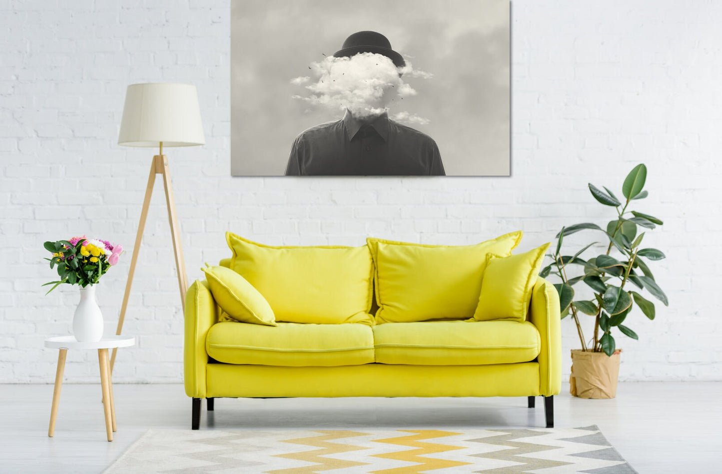 Surreal wall art, surreal painting, black and white canvas wall art, cloud painting, surreal art prints, extra large canvas art painting