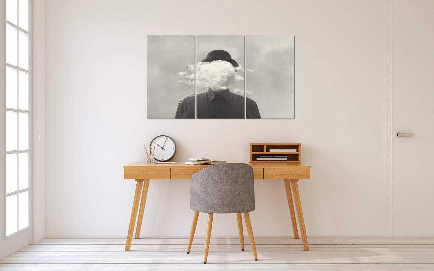 Surreal wall art, surreal painting, black and white canvas wall art, cloud painting, surreal art prints, extra large canvas art painting