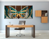 Butterfly wall decor prints, feather wall art, long large wall art oversized horizontal canvas painting