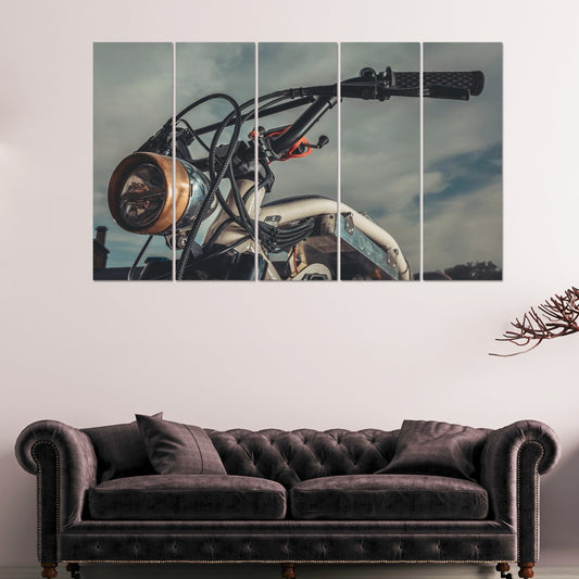 Motorcycle wall art, motorcycle print, retro canvas, gray wall decor, very large canvas paintings, housewarming gift