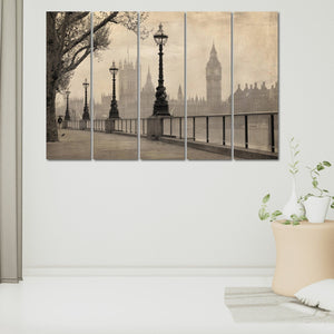 Vintage london travel poster, London painting, city multi panel wall art, London wall art canvas print, London gifts, city street art